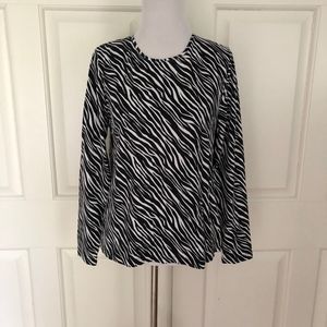 ZEBRA KNIT BLOUSE TEE LONG SLEEVE PETITE
